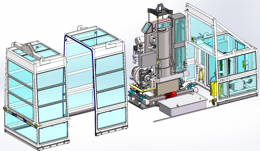 Modélisation 3D CAO Machine spéciale récupération de futs nucléaire