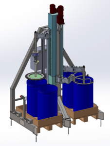 Modélisation 3D d'une Machine spéciale industrielle, chassis en acier inoxydable