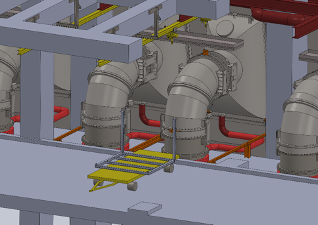 Modélisation 3D schématique d'une phase de travaux de manutention nucléaire