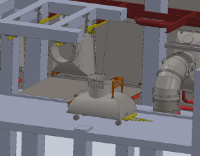 Modélisation 3D schématique d'une phase de travaux de manutention nucléaire
