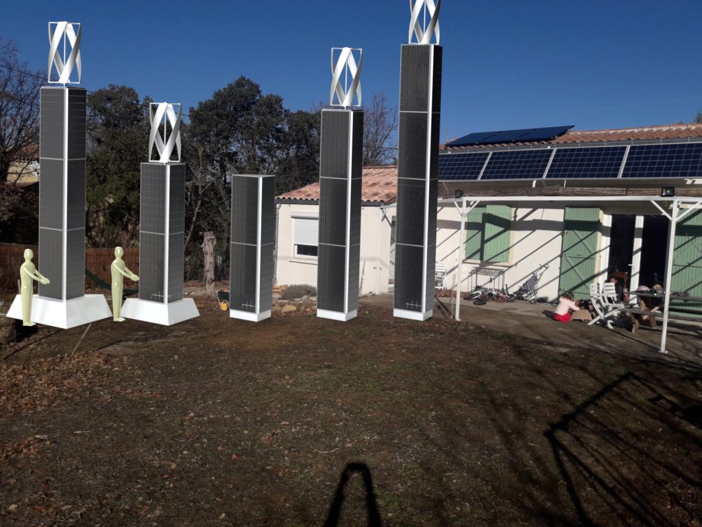 Seretudes Rendu réaliste de Mats solaires de différentes hauteurs, mats de panneaux photovoltaïques